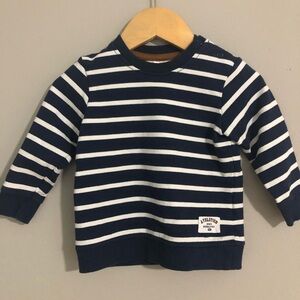 H&M White and Blue Striped Sweatshirt